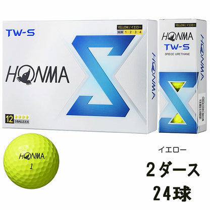 新品 ホンマ TW-S 2024年モデル イエロー 2ダース ゴルフボール HONMA 黄色 24個 スピン 飛距離 エコボール 送料無料