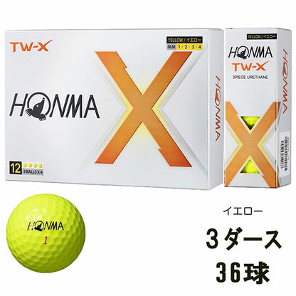 新品 ホンマ TW-X 2024年モデル イエロー 3ダース ゴルフボール HONMA 黄色 36個 スピン 飛距離 エコボール 送料無料