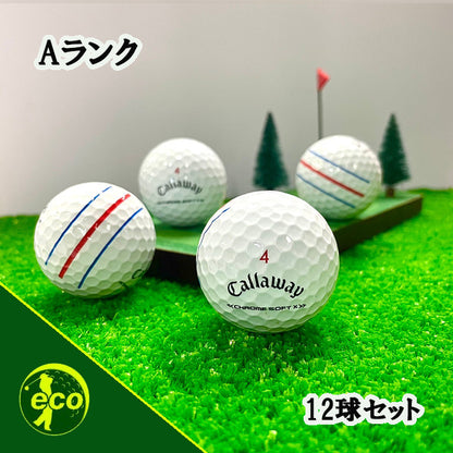 ロストボール キャロウェイ Callaway クロムソフト CHROME SOFT X 混合 トリプルトラック 年代混合 ホワイト 12球 【Aランク】 ゴルフボール 【中古】