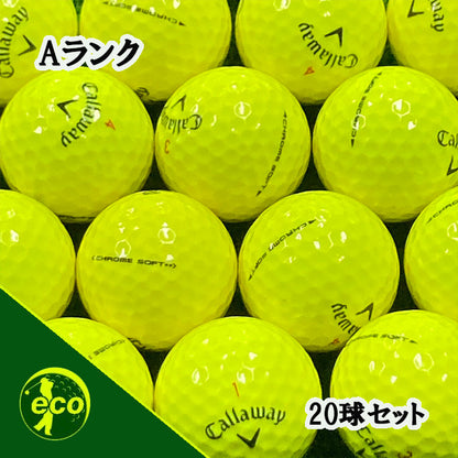 ロストボール キャロウェイ Callaway クロムソフト CHROME SOFT 年代混合 イエロー 20球 【Aランク】 ゴルフボール 【中古】